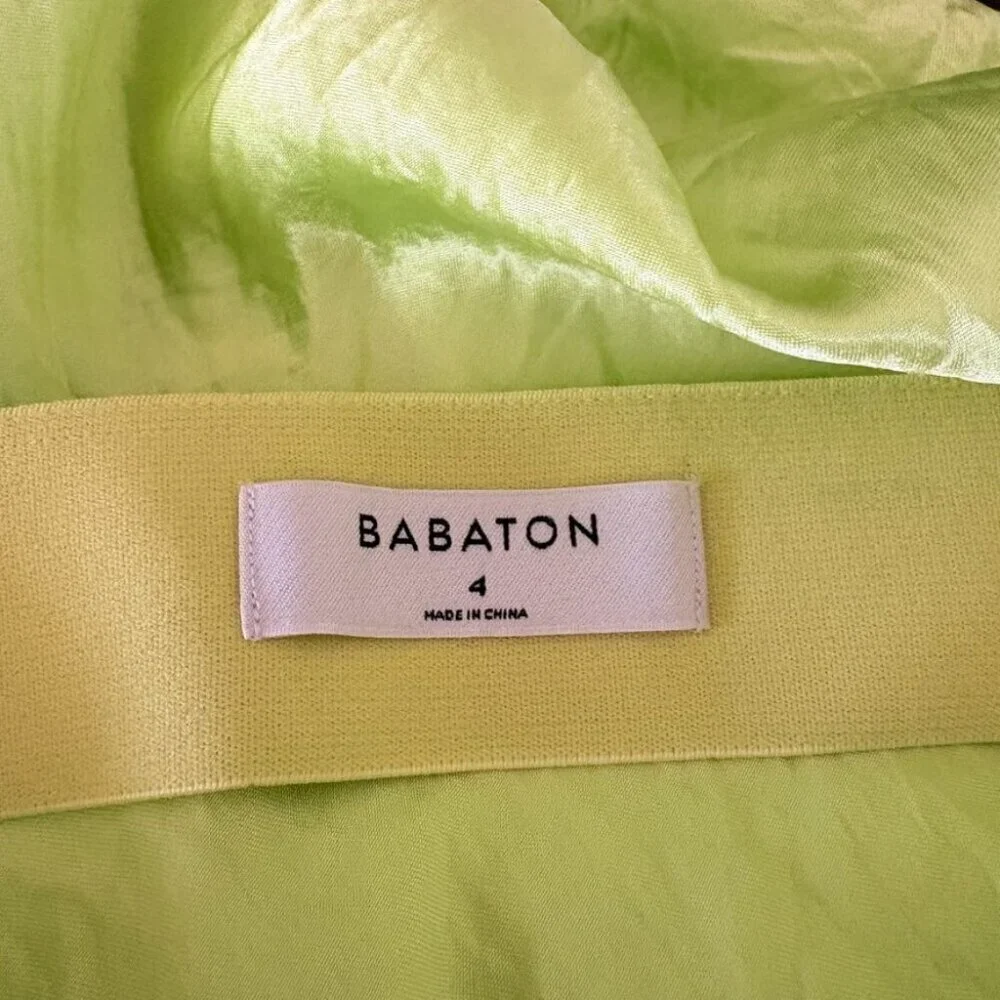 Aritzia Babaton Slip Satin Mini Skirt Neon Lime Green Size 4